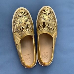 Tory Burch Roselle metallic slip on sneakers. Used. Size 10
